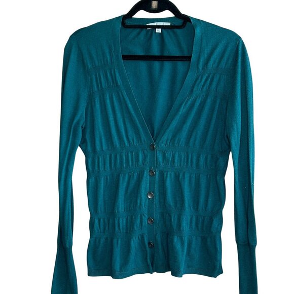 Classiques Entier Dark Teal Lightweight Knit Cardigan Sweater Size Small - Picture 1 of 8
